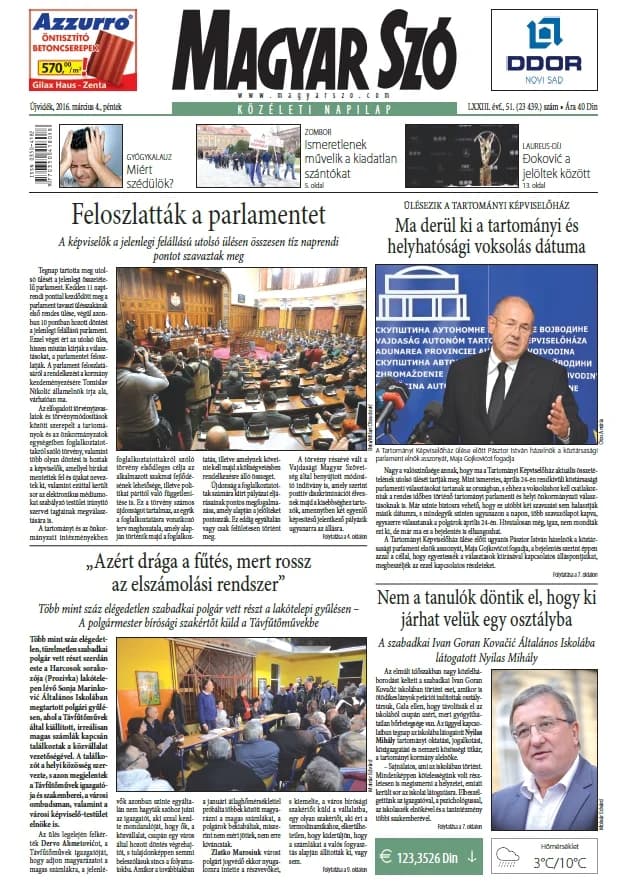 Magyar Szó, 73. évf. 2016. március 4. 51. sz. 1–16. oldal