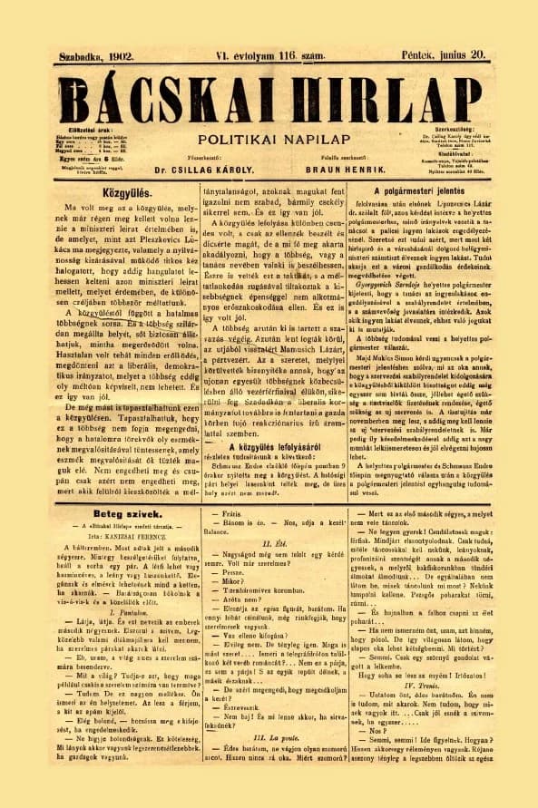 Bácskai Hirlap, 6. évf. 1902. június 20. 116. sz.