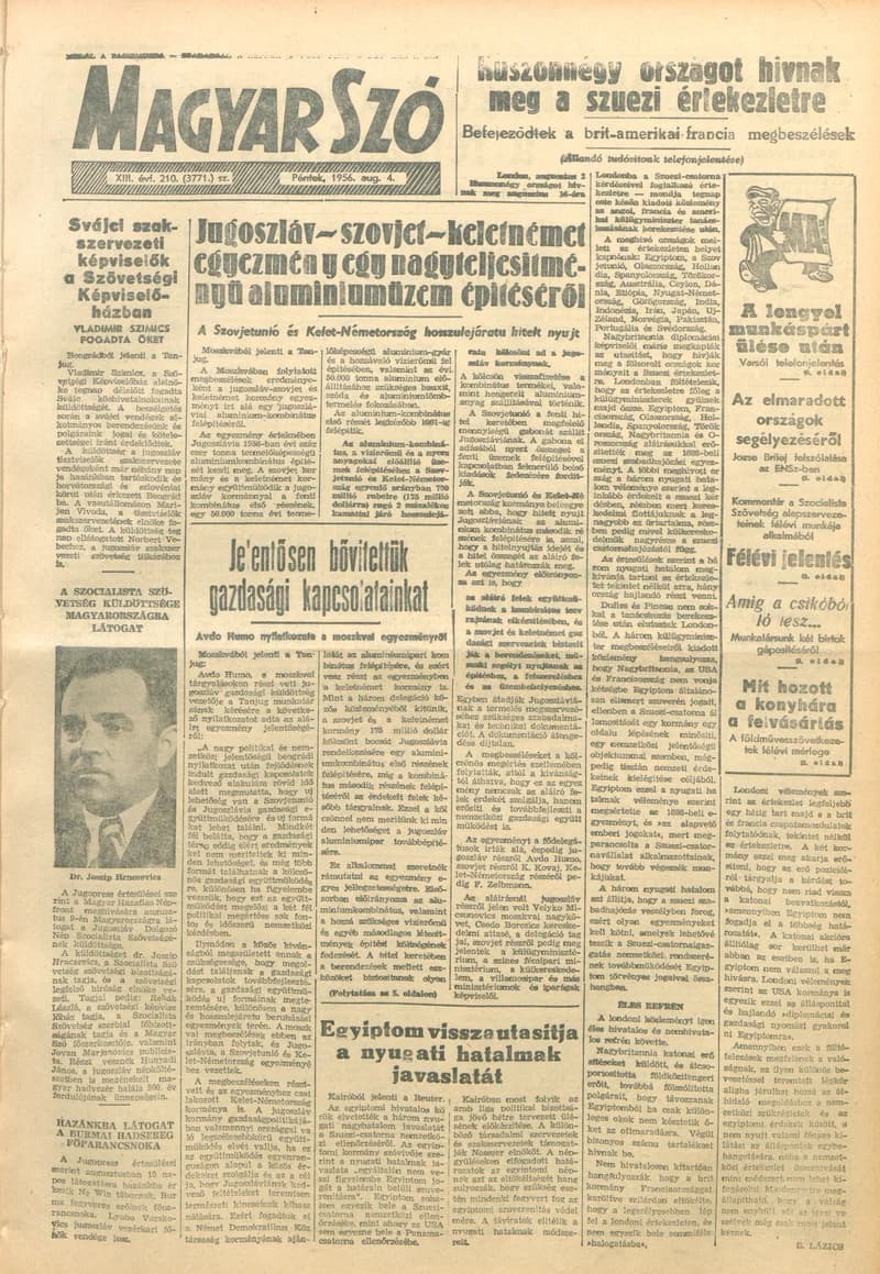 Magyar Szó, 13. évf. 1956. augusztus 4. 210. sz. 1–14. oldal