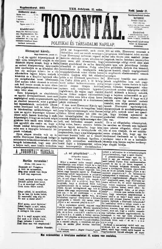 Torontál, 22. évf. 1893. január 17. 13. sz.