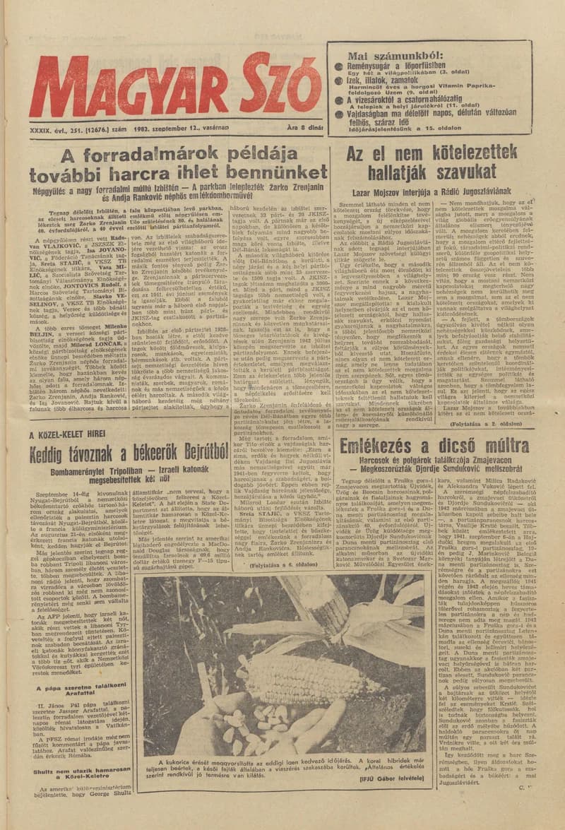 Magyar Szó, 39. évf. 1982. szeptember 12. 251. sz. 1–28. oldal