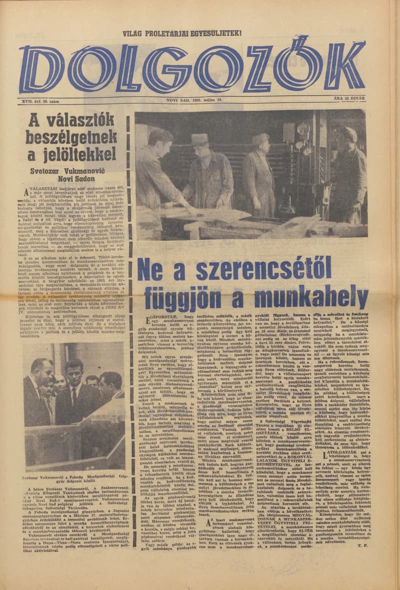 Dolgozók, 17. évf. 1963. május 10. 20. sz.