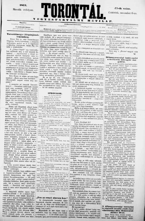Torontál, 2. évf. 1873. november 6. 45. sz.