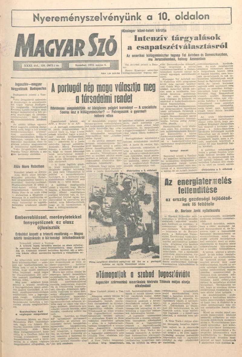 Magyar Szó, 31. évf. 1974. május 4. 120. sz. 1–20. oldal