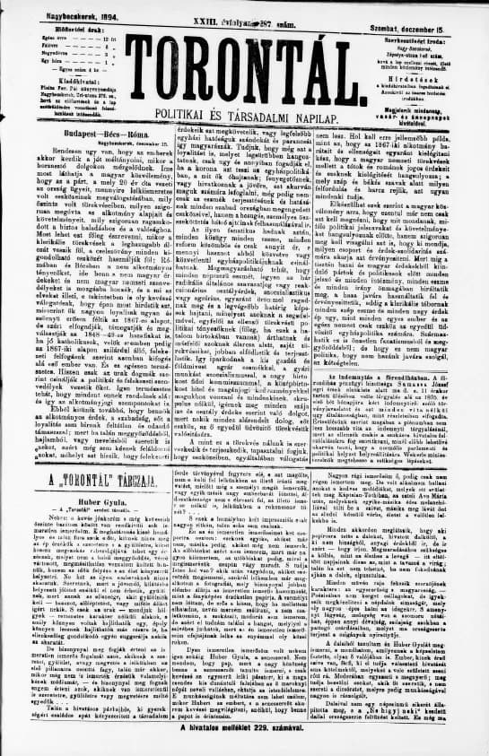 Torontál, 23. évf. 1894. december 15. 287. sz.