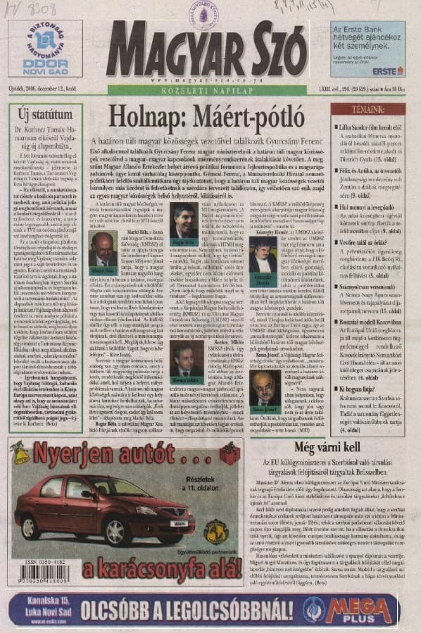 Magyar Szó, 63. évf. 2006. december 12. 290. sz. 1–20. oldal