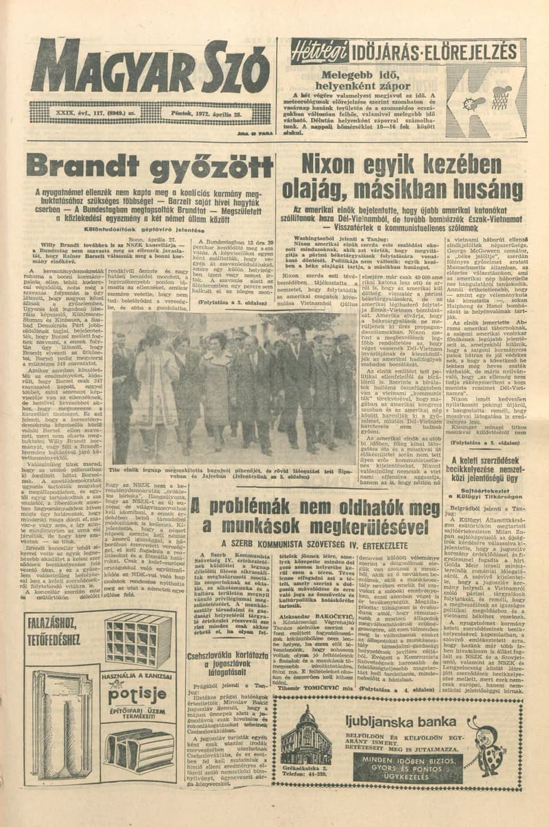 Magyar Szó, 29. évf. 1972. április 28. 117. sz. 1–12. oldal