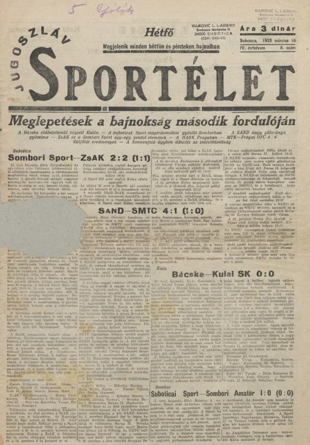 Jugoszláv sportélet, 4. évf. 1925. március 16. 8. sz.