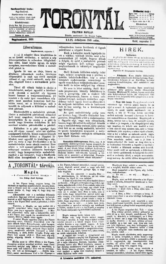 Torontál, 29. évf. 1900. augusztus 7. 180. sz.