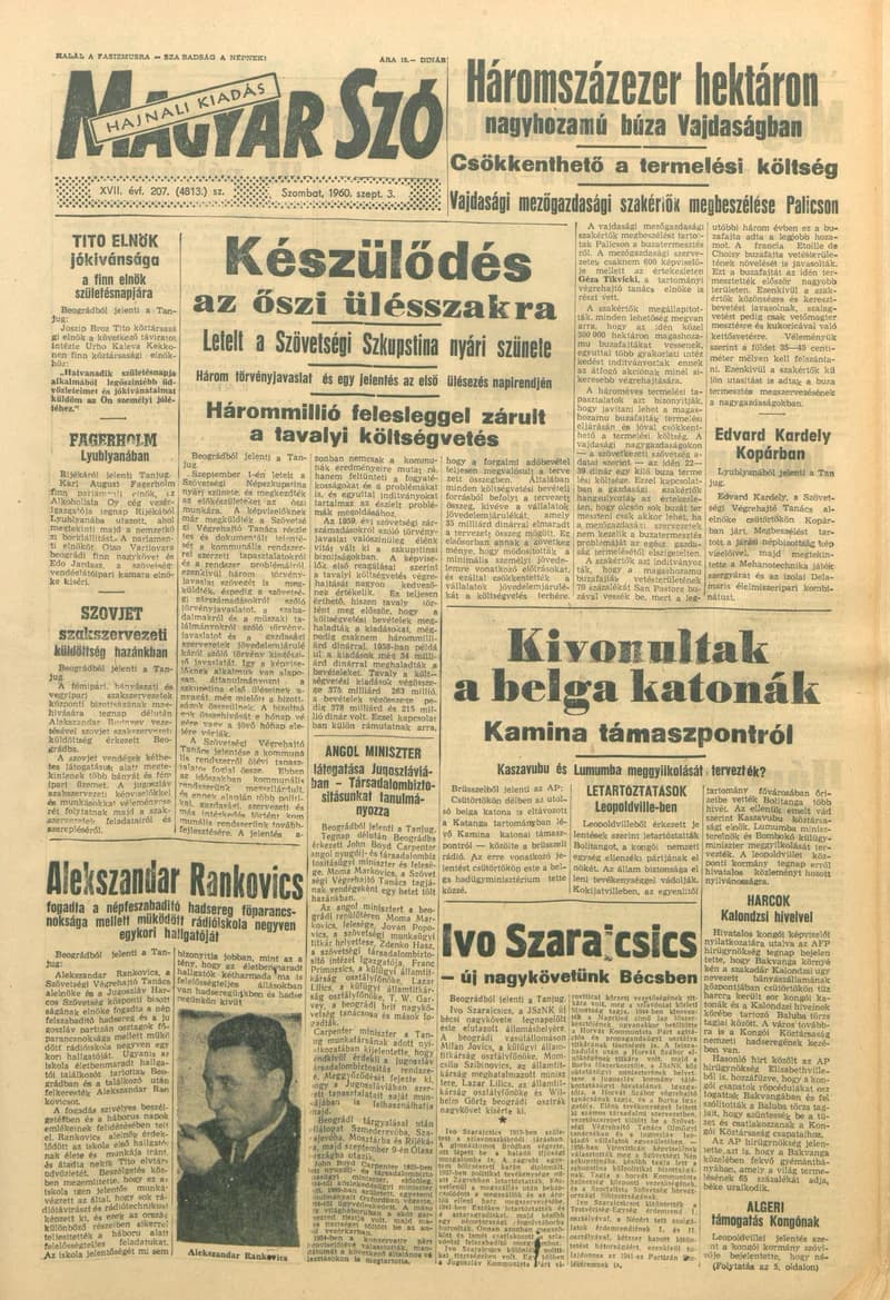 Magyar Szó, 17. évf. 1960. szeptember 3. 207. sz. 1–26. oldal