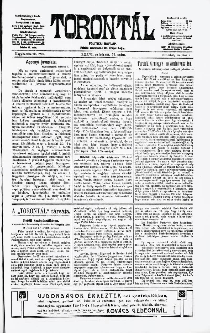 Torontál, 36. évf. 1907. március 9. 57. sz.