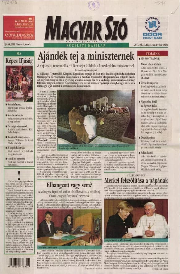 Magyar Szó, 66. évf. 2009. február 4. 27. sz. 1–20. oldal