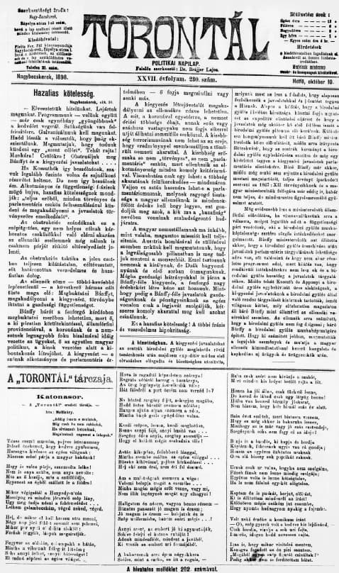 Torontál, 27. évf. 1898. október 10. 230. sz.