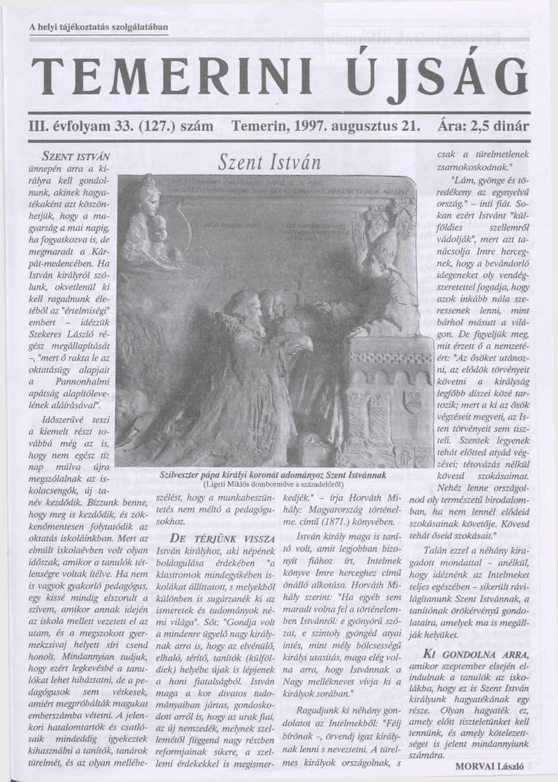 Temerini Újság, 3. évf. 1997. augusztus 21. 33. sz.
