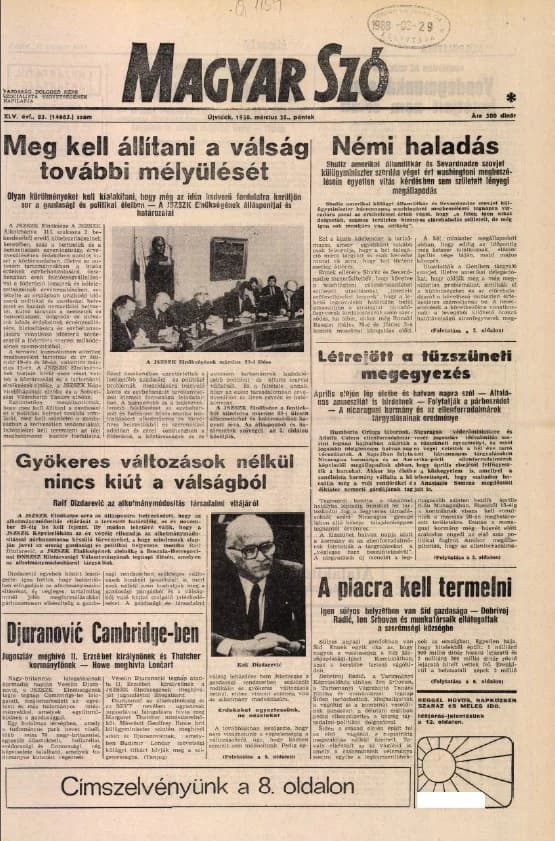 Magyar Szó, 45. évf. 1988. március 25. 83. sz. 1–24. oldal