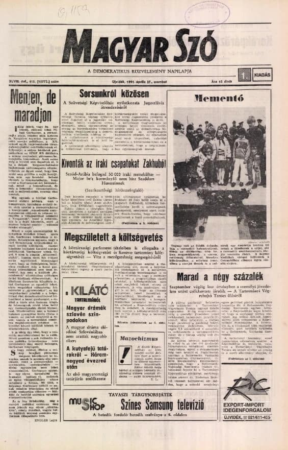 Magyar Szó, 48. évf. 1991. április 27. 115. sz. 1–24. oldal