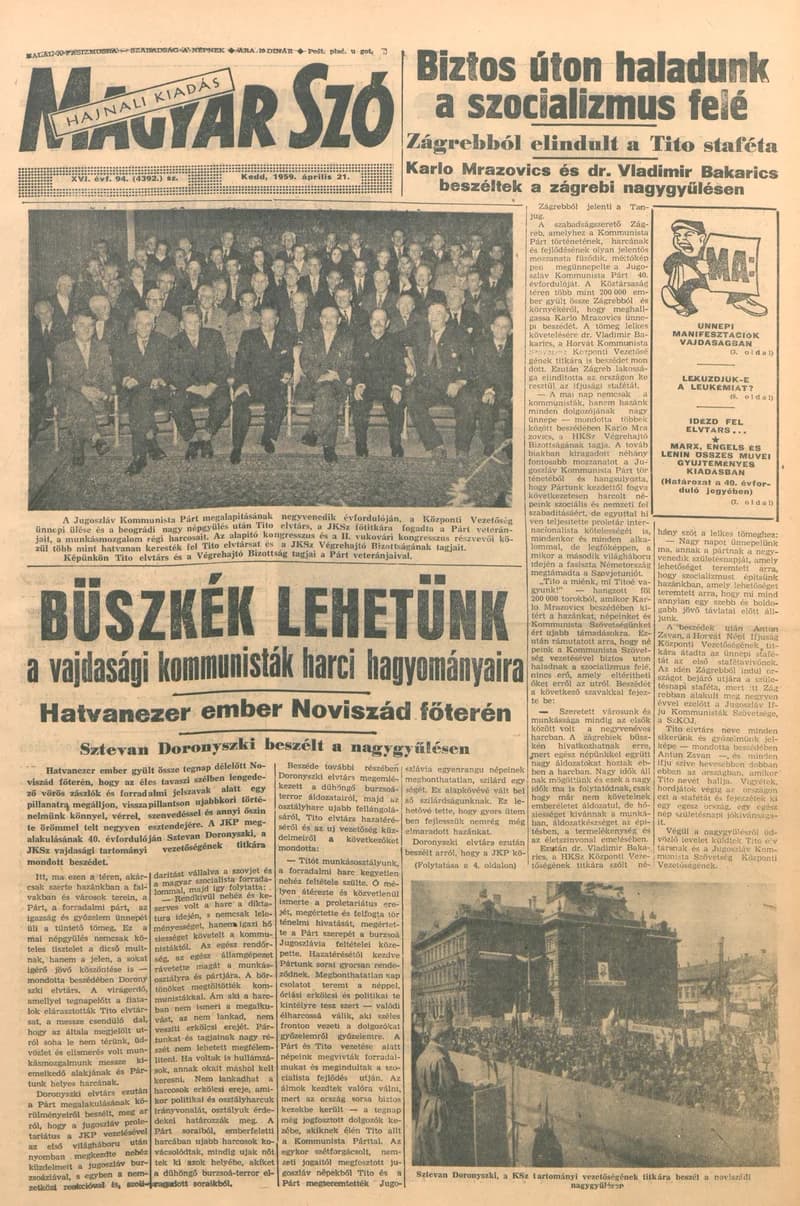 Magyar Szó, 16. évf. 1959. április 21. 94. sz. 1–12. oldal