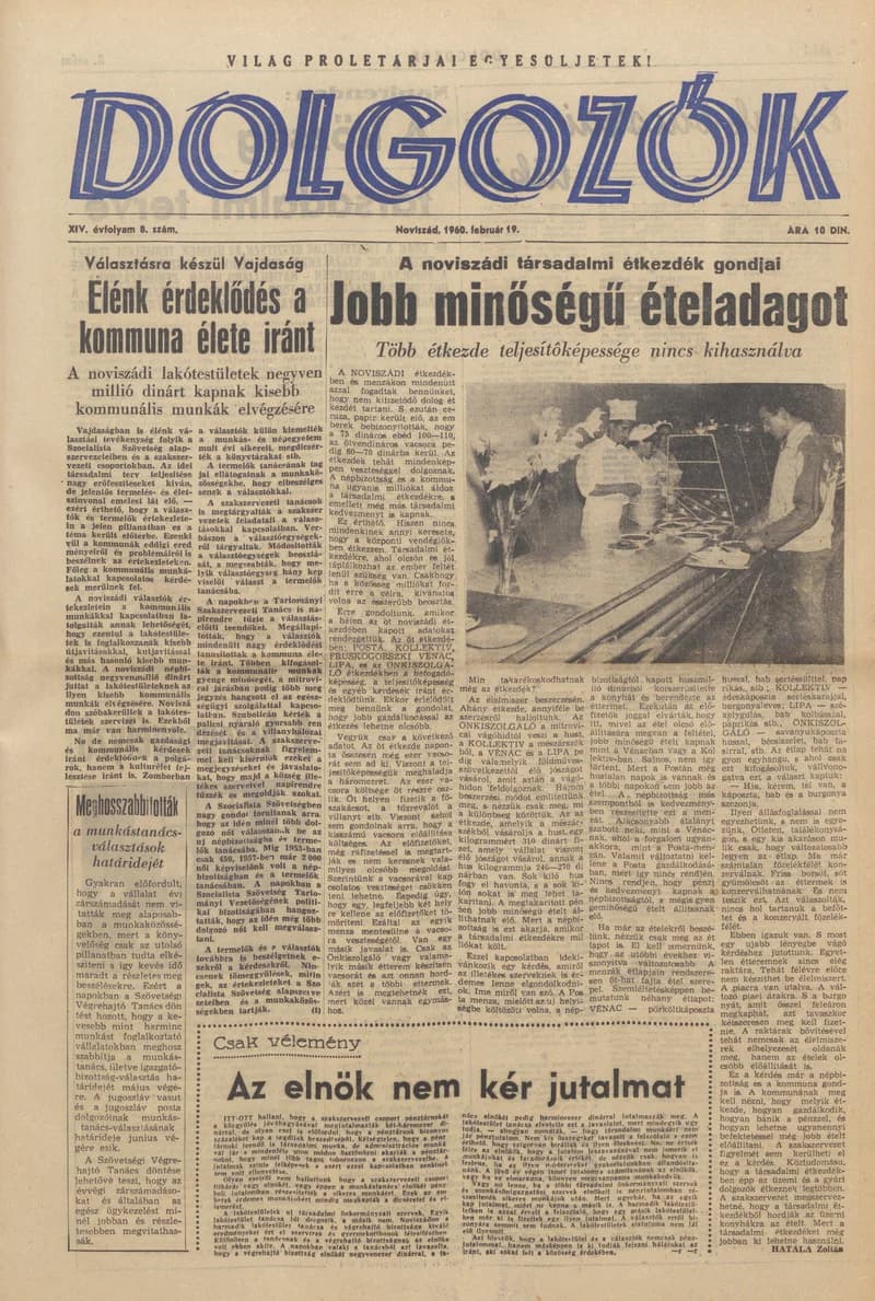 Dolgozók, 14. évf. 1960. február 19. 8. sz.