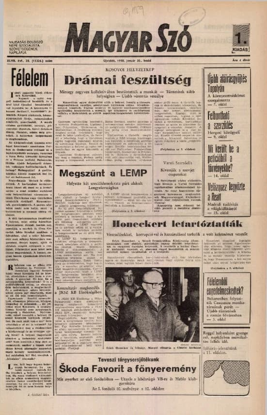 Magyar Szó, 47. évf. 1990. január 30. 28. sz. 1–20. oldal
