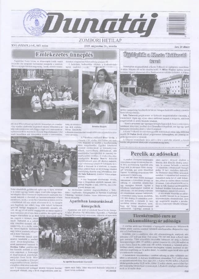 Dunatáj, 17. évf. 2015. augusztus 26. 843. sz.