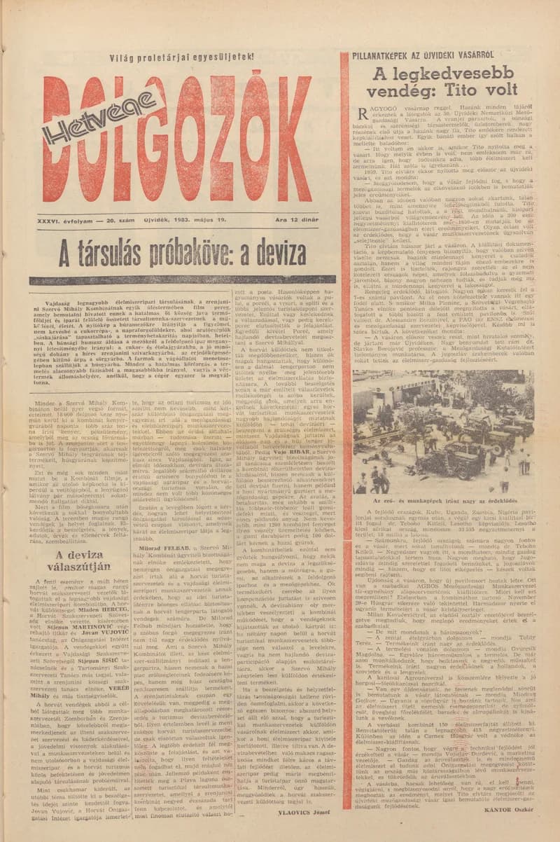 Dolgozók, 37. évf. 1983. május 19. 20. sz.