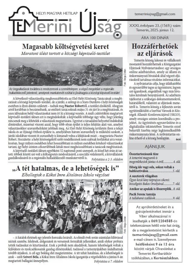 Temerini Újság, 31. évf. 2025. június 12. 23. sz.