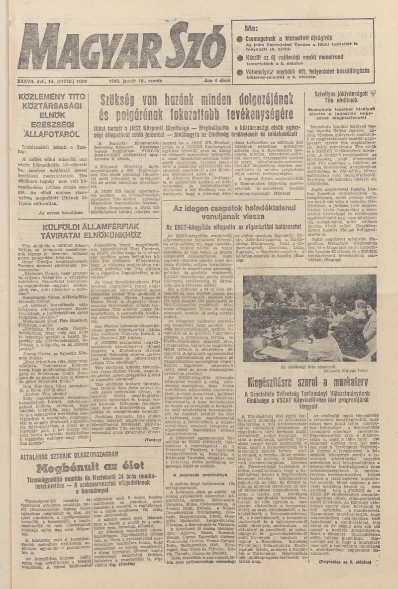 Magyar Szó, 37. évf. 1980. január 16. 14. sz. 1–20. oldal