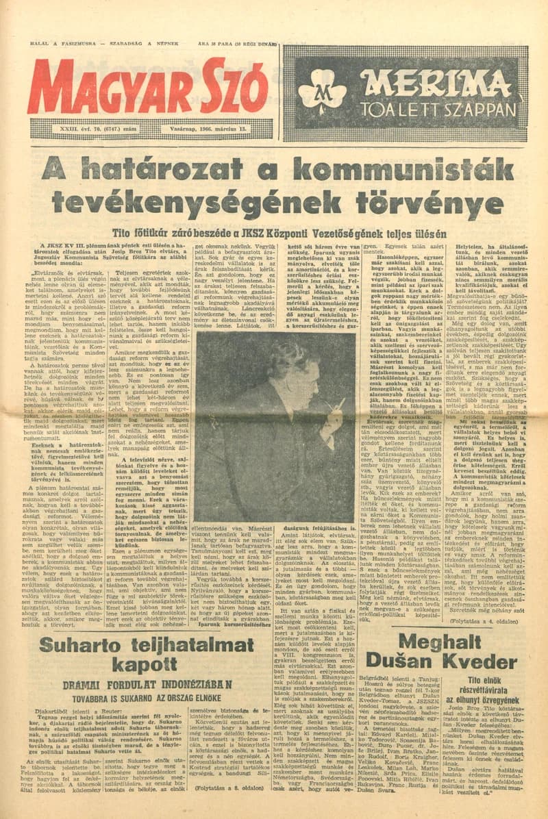 Magyar Szó, 23. évf. 1966. március 13. 70. sz.