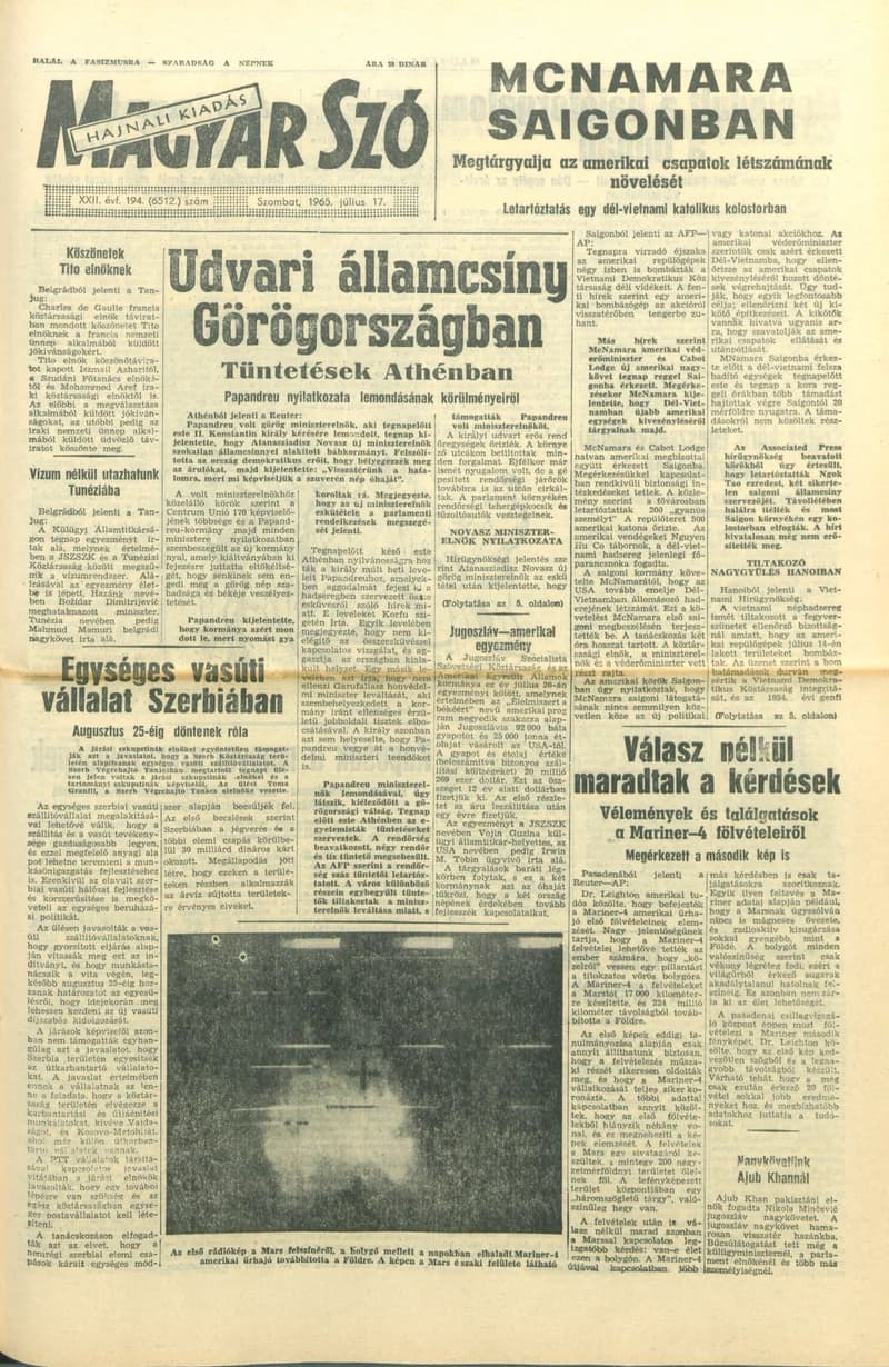 Magyar Szó, 22. évf. 1965. július 17. 194. sz. 1–10. oldal