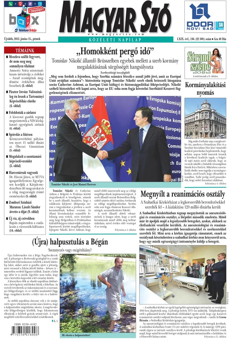 Magyar Szó, 69. évf. 2012. június 15. 136. sz. 1–20. oldal