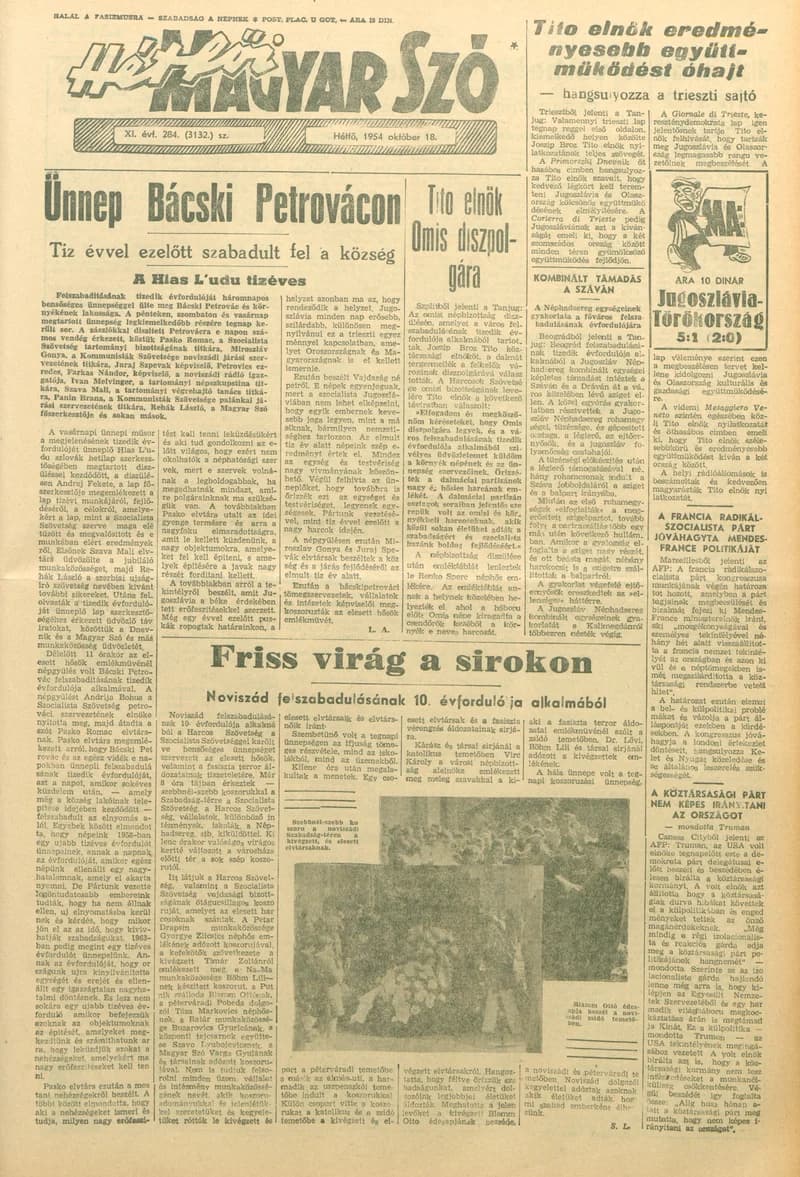 Magyar Szó, 11. évf. 1954. október 18. 284. sz. 1–6. oldal