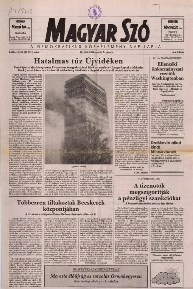 Magyar Szó, 57. évf. 2000. április 7. 82. sz. 1–16. oldal