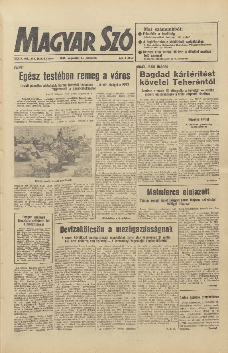 Magyar Szó, 39. évf. 1982. augusztus 5. 213. sz. 1–20. oldal