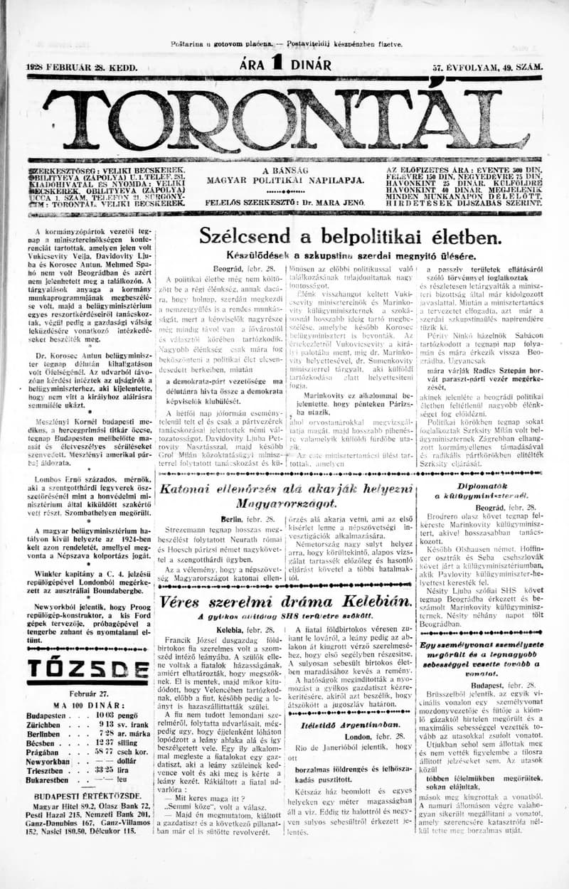Torontál, 57. évf. 1928. február 28. 49. sz.