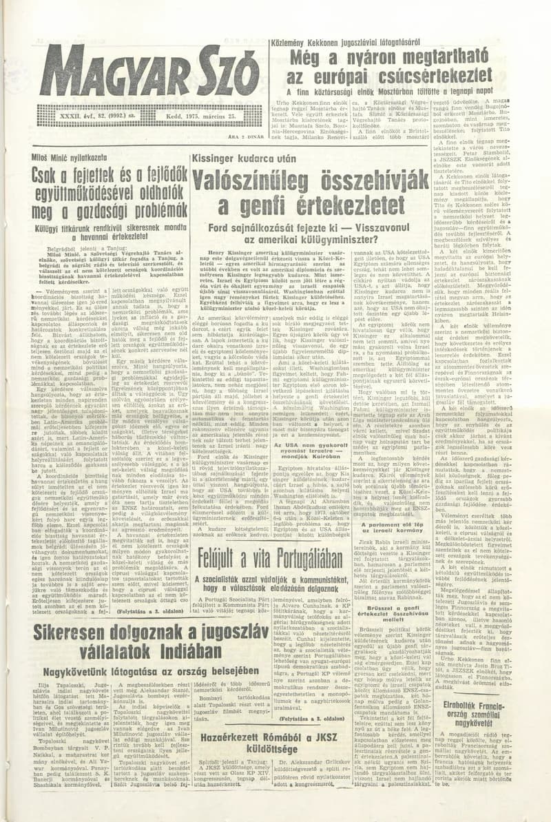 Magyar Szó, 32. évf. 1975. március 25. 82. sz.