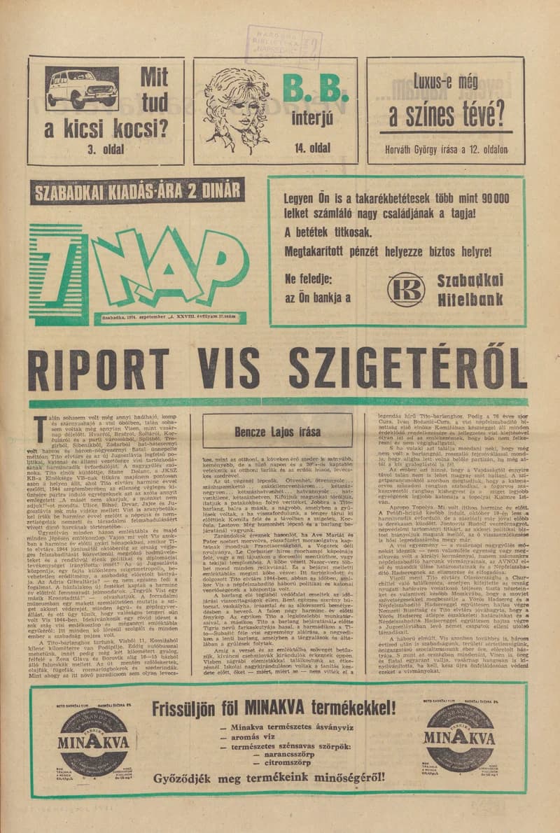 7 Nap, 29. évf. 1974. szeptember 13. 37. sz. 1–28. oldal