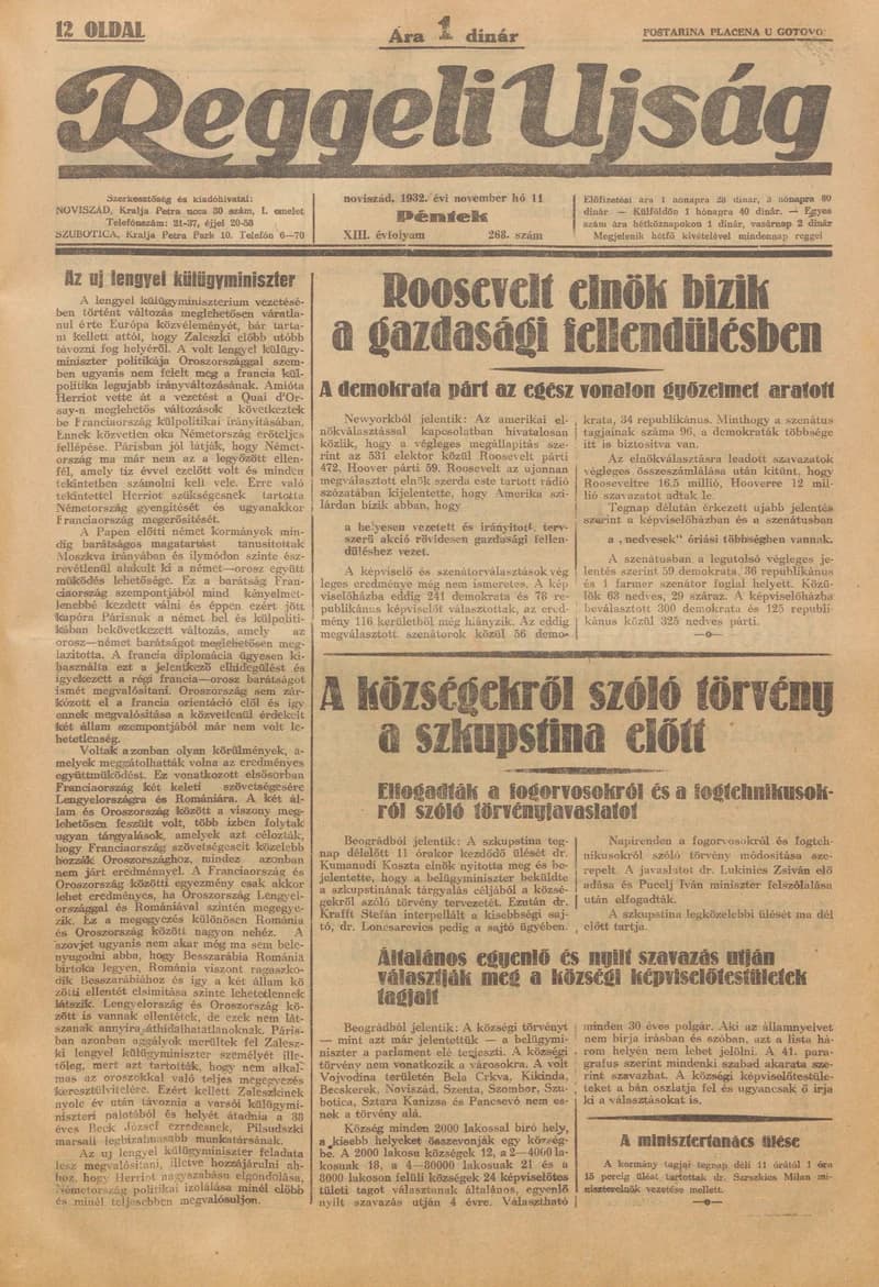 Reggeli Újság, 13. évf. 1932. november 11. 268. sz.