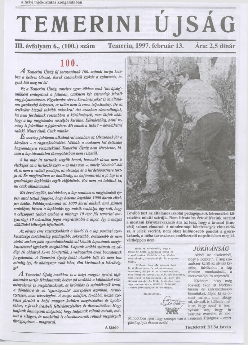 Temerini Újság, 3. évf. 1997. február 13. 6. sz.