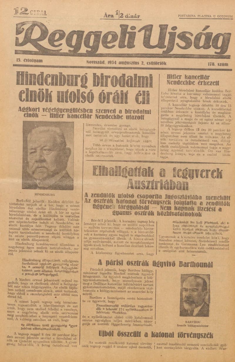 Reggeli Újság, 15. évf. 1934. augusztus 2. 178. sz.