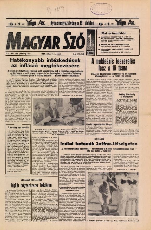 Magyar Szó, 44. évf. 1987. július 31. 208. sz. 1–20. oldal
