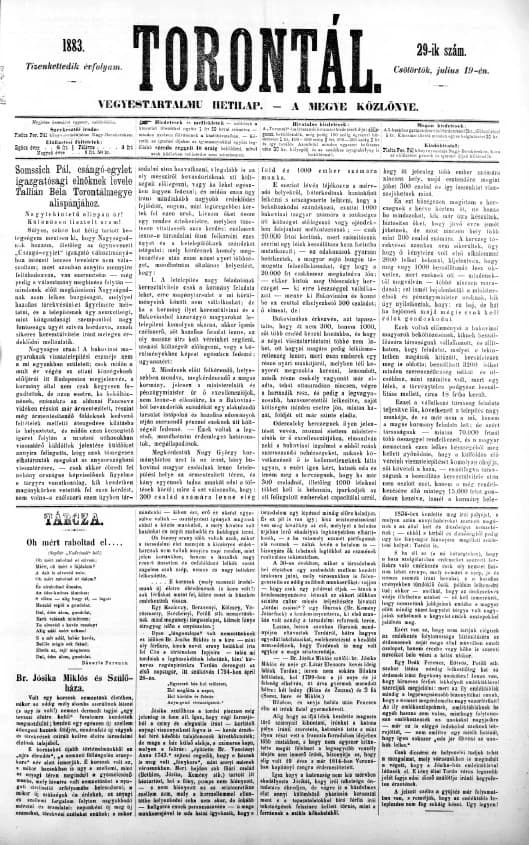 Torontál, 12. évf. 1883. július 19. 29. sz.