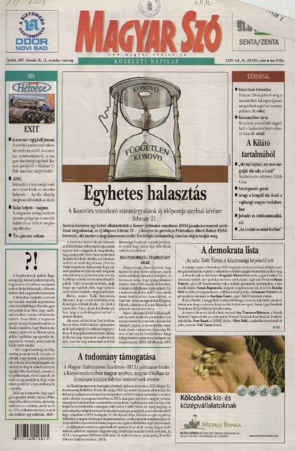 Magyar Szó, 64. évf. 2007. február 10. – 11. 34. sz. 1–12. oldal