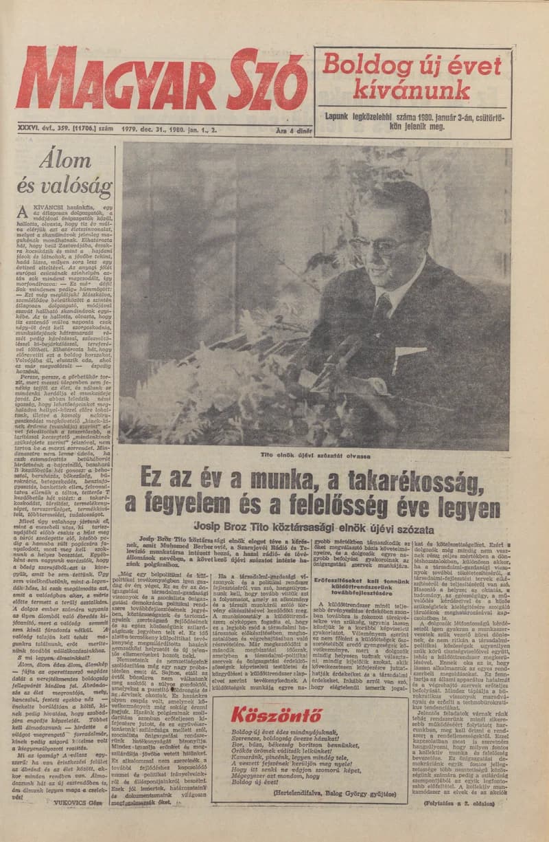 Magyar Szó, 36. évf. 1979. december 31. – 1980. január 2. 359. sz. 1–24. oldal