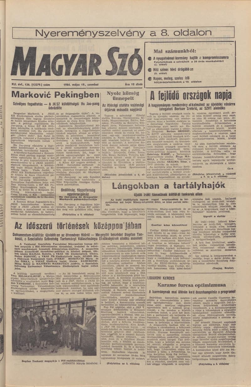 Magyar Szó, 41. évf. 1984. május 19. 136. sz. 1–36. oldal