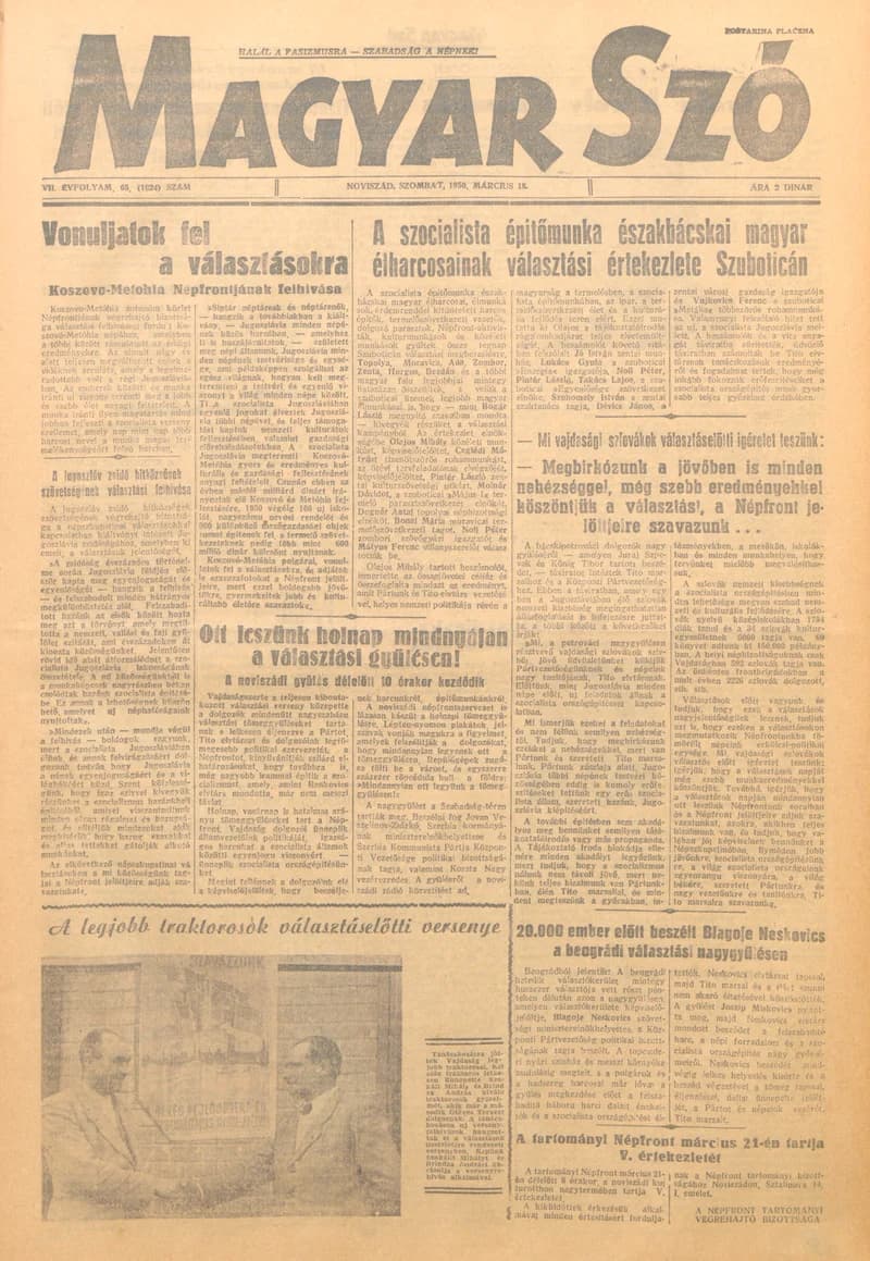 Magyar Szó, 7. évf. 1950. március 18. 65. sz. 1–4. oldal