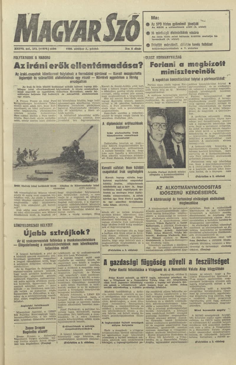 Magyar Szó, 37. évf. 1980. október 3. 273. sz. 1–20. oldal