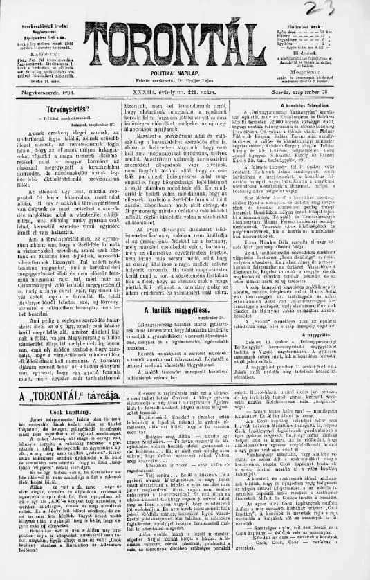 Torontál, 33. évf. 1904. szeptember 28. 221. sz.