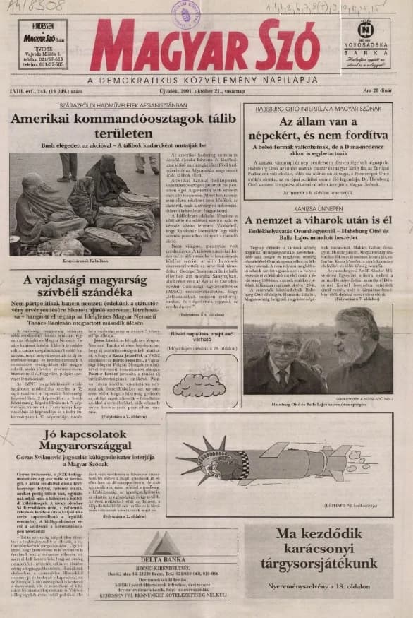 Magyar Szó, 58. évf. 2001. október 21. 243. sz. 1–28. oldal