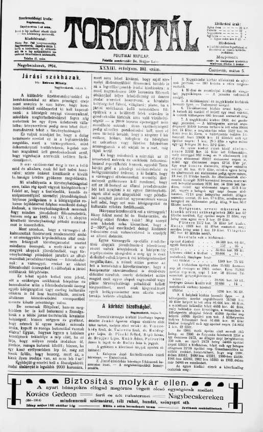 Torontál, 33. évf. 1904. május 5. 103. sz.