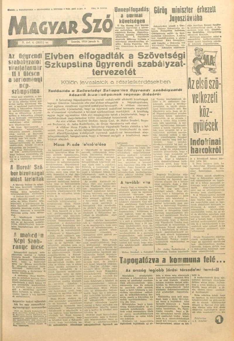 Magyar Szó, 11. évf. 1954. január 6. 4. sz. 1–12. oldal